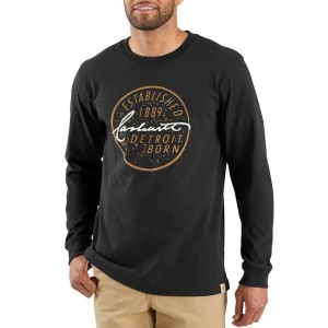 Carhartt 103844 - Workwear Detroit Born Graphic Long Sleeve T-Shirt - Black