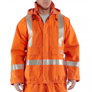 Carhartt 100447 - Flame-Resistant High Visibility Rain Jacket - Bold Orange