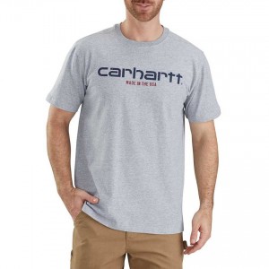 Carhartt 103181 - Lubbock Graphic Made in USA Short Sleeve T-Shirt - Heather Gray