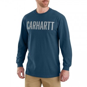 Carhartt 103355 - Workwear Block Logo Long Sleeve T-Shirt - Stream Blue