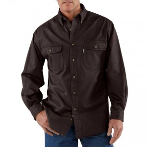 Carhartt S09 - Oakman Long Sleeve Work Shirt - Dark Brown