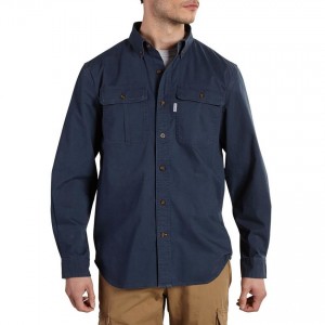 Carhartt 101554 - Foreman Solid Long Sleeve Work Shirt - Navy