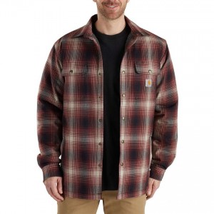 Carhartt 103353 - Hubbard Sherpa Lined Plaid Long Sleeve Shirt Jac - Dark Cedar