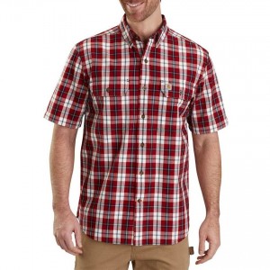 Carhartt 103006 - Fort Plaid Short Sleeve Shirt - Dark Crimson