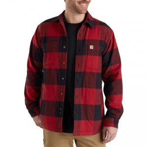 Carhartt 103315 - Rugged Flex® Hamilton Fleece Lined Plaid Long Sleeve Shirt - Dark Crimson