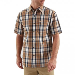 Carhartt 103004 - Essential Plaid Short Sleeve Shirt - Carhartt Brown