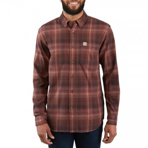 Carhartt 103820 - Rugged Flex® Hamilton Plaid Long Sleeve Shirt - Dark Cedar