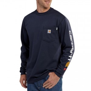 Carhartt 101153 - Flame-Resistant Force® Graphic Long-Sleeve T-Shirt - Dark Navy