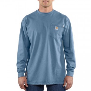 Carhartt 100235 - Flame-Resistant Force® Long Sleeve Cotton T-Shirt - Medium Blue