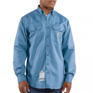Carhartt FRS160 - Flame-Resistant Long Sleeve Twill Pocket Shirt - Medium Blue