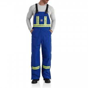 Carhartt 101703 - Flame-Resistant Striped Duck Bib Overall - Unlined - Royal Blue