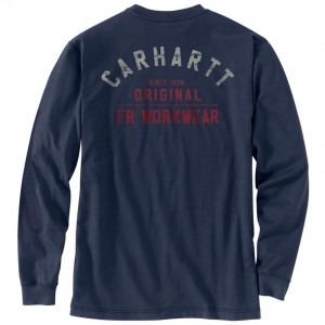 Carhartt 104373 - Flame-Resistant Force Long Sleeve Graphic T-Shirt - Navy