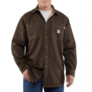 Carhartt 100432 - Flame-Resistant Canvas Shirt Jac - Dark Brown