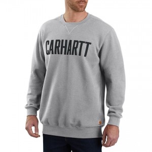 Carhartt 103853 - Midweight Block Logo Crewneck Sweatshirt - Heather Gray