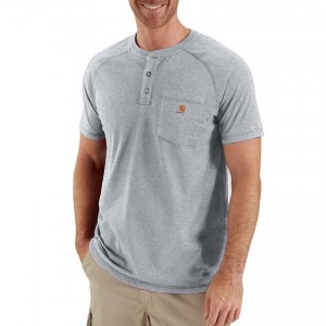 Carhartt 100413 - Force® Short Sleeve Henley T-Shirt - Heather Gray