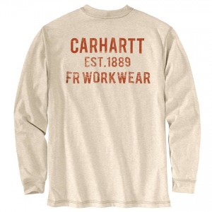 Carhartt 104372 - Flame-Resistant Force Long Sleeve T-Shirt - Light Khaki Heather