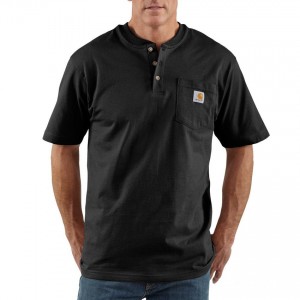 Carhartt K84 - Short Sleeve Workwear Henley T-Shirt - Black