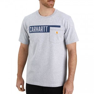 Carhartt 104180 - Relaxed Fit Stripe Graphic Pocket T-Shirt - Heather Gray