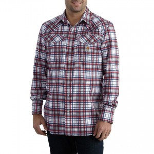 Carhartt 102015 - Flame-Resistant Snap Front Plaid Shirt - Navy