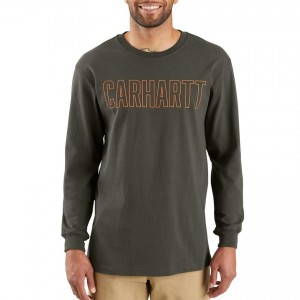 Carhartt 103841 - Workwear Block Logo Graphic Long Sleeve T-Shirt - Peat