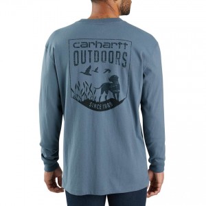 Carhartt 104028 - Workwear Dog Graphic Long Sleeve T-Shirt - Steel Blue