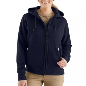 Carhartt 102690 - Women's Flame Resistant Heavyweight Hooded Zip Front Sweatshirt - Dark Navy