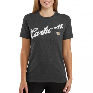 Carhartt 104356 - Women's Pocket Script Graphic T-Shirt - Carbon Heather
