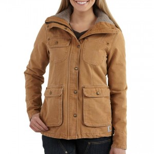 Carhartt 102247 - Women's Weathered Duck Wesley Coat - Fleece Lined - Carhartt Brown
