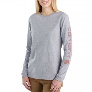 Carhartt 103401 - Women's WK231 Long Sleeve Logo T-Shirt - Heather Gray