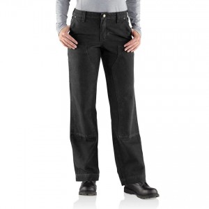 Carhartt 100681 - Women's Kane Double Front Sandstone Duck Relaxed Fit Pant - Black