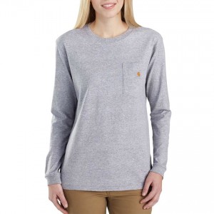 Carhartt 103244 - Women's WK126 Workwear Pocket Long Sleeve T-Shirt - Heather Gray