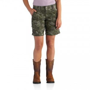 Carhartt 102532 - Women's Relaxed Fit El Paso Printed Short - Olive