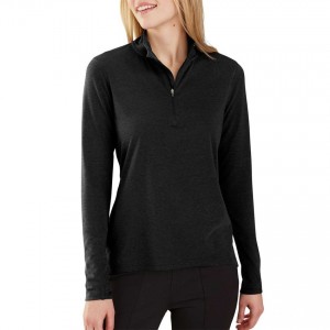 Carhartt 103597 - Women's Force Delmont Quarter Zip Shirt - Black Heather