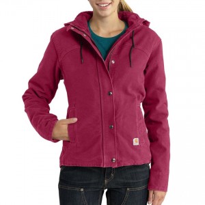 Carhartt 100657 - Women's Sandstone Berkley Jacket - Sherpa Lined - Raspberry