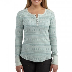 Carhartt 102313 - Women's Meadow Printed Long Sleeve Henley Shirt - Mist