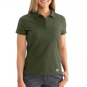 Carhartt 102460 - Women's Contractor's Short Sleeve Work Polo Shirt - Moss