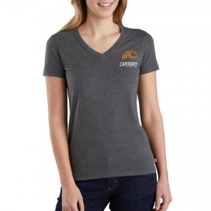 Carhartt 103588 - Women's Lockhart Graphic Outdoor Short Sleeve T-Shirt - Carbon Heather Nep