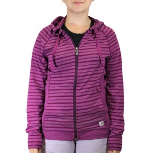Carhartt 101819 - Women's Force® Striped Zip Front Hooded Sweatshirt - Magenta Heather Stripe