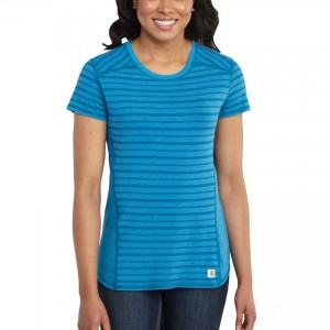 Carhartt 102066 - Women's Force® Performance Striped T-Shirt - Island Blue Heather