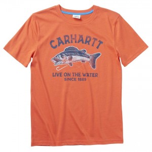 Carhartt CA6080 - Short Sleeve Graphic Tee - Boys - Hot Coral