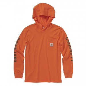 Carhartt CA6056 - Long Sleeve Hooded Pocket Tee - Boys - Blaze Orange