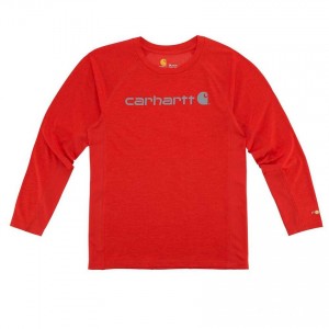 Carhartt CA8726 - Long Sleeve Force Logo Tee - Boys - Fiery Red Heather