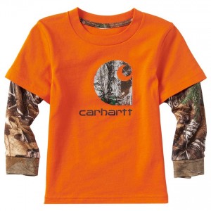 Carhartt CA8870 - Iconic Carhartt C Camo Tee - Boys - Blaze Orange