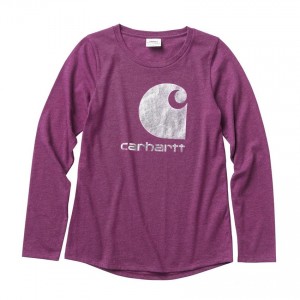 Carhartt CA9746 - Logo Tee - Girls - Plum Caspia Heather
