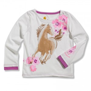 Carhartt CA9283 - Long Sleeve Airbrush Horse T-Shirt - Girls - Cream