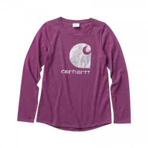Carhartt CA9737 - Logo Tee - Girls - Plum Caspia Heather