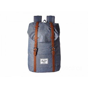 Herschel Supply Co. Retreat Dark Chambray Crosshatch/Tan Synthetic Leather [Sale]